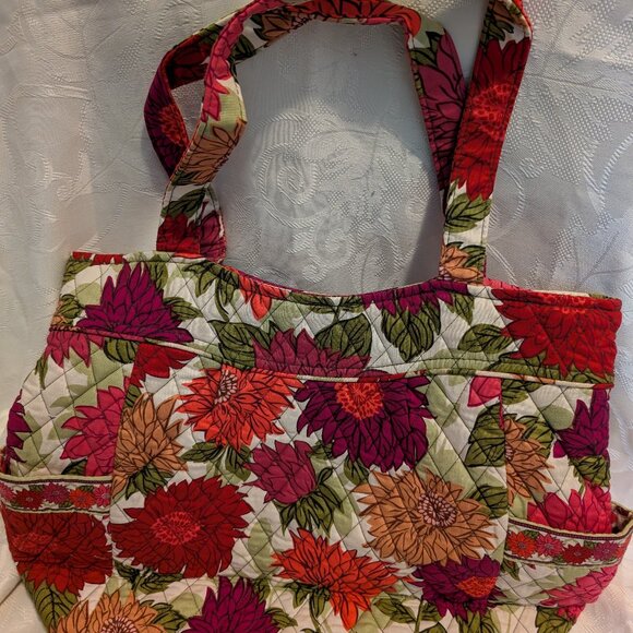 NW/OT VINTAGE VERA BRADLEY TOTE PURPLES/PINKS 13X17X5" - Picture 1 of 3